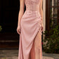 Cinderella Divine CD0186 Long Floral Off the Shoulder Gown with Slit