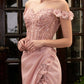 Cinderella Divine CD0186 Long Floral Off the Shoulder Gown with Slit