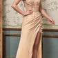 Cinderella Divine CD0186 Long Floral Off the Shoulder Gown with Slit