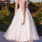 Cinderella Divine CD0187 Tea Length Layered Tulle Dress with Short Puff Sleeves