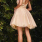 Cinderella Divine CD0189 Short A-Line Tulle Dress Floral 3D Bodice