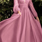 Cinderella Divine CD0192 Long Sleeve A-Line Chiffon Dress