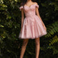 Cinderella Divine CD0194 Short Tulle A-Line Off the Shoulder Dress