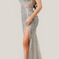 Ladivine CD0203 Long Off the Shoulder Sequin Gown with Slit