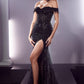 Ladivine CD0203 Long Fitted Off the Shoulder Sequin Gown with Slit