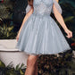 Ladivine CD0211 Off The Shoulder Embellished A-Line Short Corset Bodice Dress