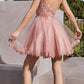 Ladivine CD0213 Short A-Line and Glitter Tulle Dress
