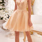 Ladivine CD0213 Short A-Line and Glitter Tulle Dress