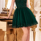 Ladivine CD0213 Short A-Line and Glitter Tulle Dress