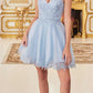 Ladivine CD0213 Short A-Line and Glitter Tulle Dress