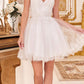 Ladivine CD0213 Short A-Line and Glitter Tulle Dress