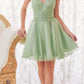 Ladivine CD0213 Short A-Line and Glitter Tulle Dress