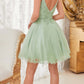 Ladivine CD0213 Short A-Line and Glitter Tulle Dress
