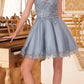 Ladivine CD0213 Short A-Line and Glitter Tulle Dress