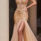 Cinderella Divine CD0214 Strapless Pointed Cup Beaded Mermaid Dress