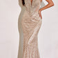 Ladivine CD0216 Floor Length Sexy Strapless Beaded Fitted Gown