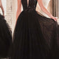 Ladivine CD0217 Long A-Line Strapless Sequin Bodice Glitter Tulle Skirt Dress