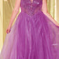 Ladivine CD0217 Long A-Line Strapless Sequin Bodice Glitter Tulle Skirt Dress