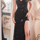 Ladivine CD0218 Long Strapless Sequin Gown Slit With Removable Sash