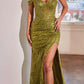 Ladivine CD0218 Long Strapless Sequin Gown Slit With Removable Sash