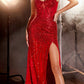 Ladivine CD0220 Long Fitted Sexy Slit Formal Sequin Gown