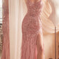 Ladivine CD0220 Long Fitted Sexy Slit Formal Sequin Gown