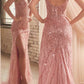 Ladivine CD0220 Long Fitted Sexy Slit Formal Sequin Gown