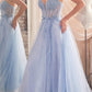 Ladivine CD0230 Long Strapless Layered Tulle Leg Slit Ballgown