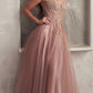 Ladivine CD0230 Long Strapless Layered Tulle Leg Slit Ballgown
