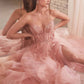Ladivine CD0230 Long Strapless Layered Tulle Leg Slit Ballgown