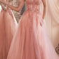 Ladivine CD0230 Long Strapless Layered Tulle Leg Slit Ballgown
