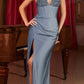 Ladivine CD0231 Long Corset Waist Fitted Evening Gown Beaded Details