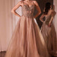 Ladivine CD0234 Long Lace and Tulle A-Line Ball Gown