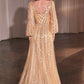 Ladivine CD0240 Dress Long Sleeve A-Line Beaded Gown