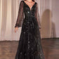 Ladivine CD0240 Dress Long Sleeve A-Line Beaded Gown