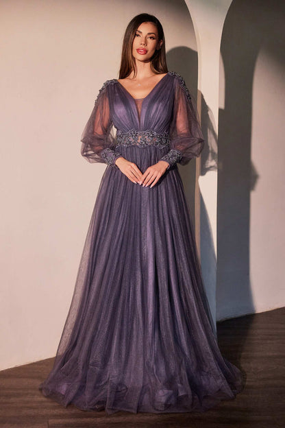 Ladivine CD0938 Long Sleeve Mother of Bride A-Line Dress