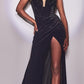 Cinderella Divine CD235 Long Velvet Gathered Fitted Dress