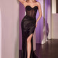 Ladivine CD2408 Dress Strapless Fitted Satin & Hot Stone Dress