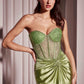 Ladivine CD2408 Dress Strapless Fitted Satin & Hot Stone Dress