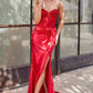 Ladivine CD2408 Dress Strapless Fitted Satin & Hot Stone Dress