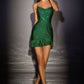 Ladivine CD2423 Sleek Satin Shimmering Fitted Mini Dress