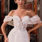 Ladivine CD2426W Off-Shoulder Corset Tulle Ball Gown with Floral Applique