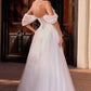 Ladivine CD2426W Off-Shoulder Corset Tulle Ball Gown with Floral Applique