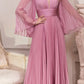 Cinderella Divine CD242 Pleated Chiffon Long Sleeve Gown