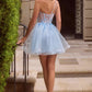 Ladivine CD2431 One-Shoulder Floral Appliqué Corset Homecoming Dress