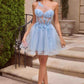 Ladivine CD2431 One-Shoulder Floral Appliqué Corset Homecoming Dress