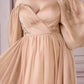 Cinderella Divine CD243C Long Sleeve A-Line Chiffon Dress
