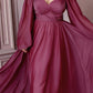 Cinderella Divine CD243C Long Sleeve A-Line Chiffon Dress