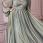 Cinderella Divine CD243C Long Sleeve A-Line Chiffon Dress