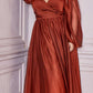 Cinderella Divine CD243C Long Sleeve A-Line Chiffon Dress